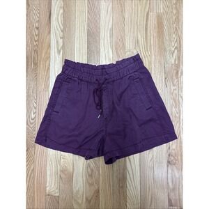 Loft Woman's Paper bag Elastic Waistband Maroon Drawstring Shorts - Size‎ Medium